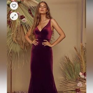 Maliya Plum Purple Velvet Mermaid Maxi Dress from Lulu's. Brand new, never worn!